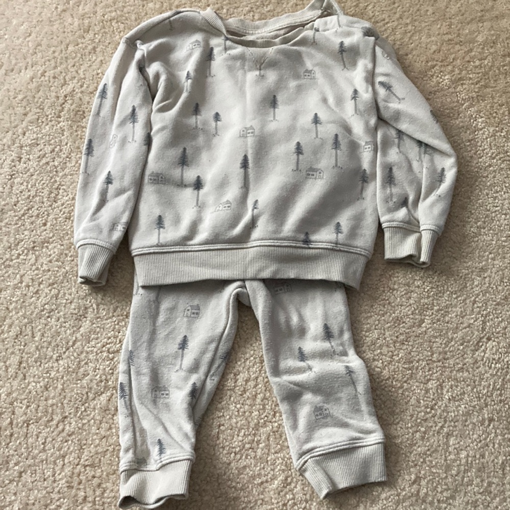 Little & Co sweat clothes set. Tree print. Size 24 months.